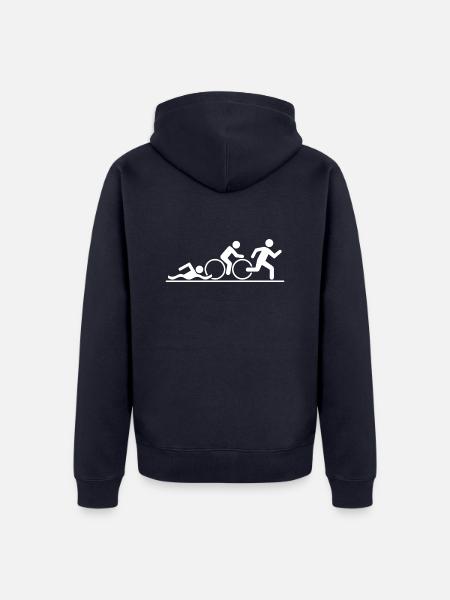 Triathlon Swim Bike Run - Unisex Premium Organic Zip Hoodie - navy
