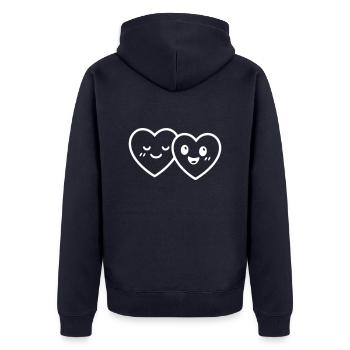 Herzen Paar Liebe - Unisex Premium Bio Zip Hoodie - Navy - Hinten - Nico (187cm)