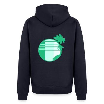 Palm Trees Island Trees Beach Strip Sea Travel Round - Unisex Premium Organic Zip Hoodie - navy - Back - Nico (187cm)