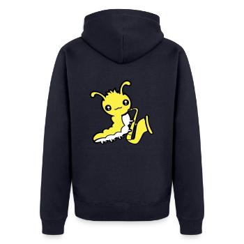 Raupe Saxophon Trompete Instrument Musik Hobby Süß - Unisex Premium Bio Zip Hoodie - Navy - Hinten - Nico (187cm)
