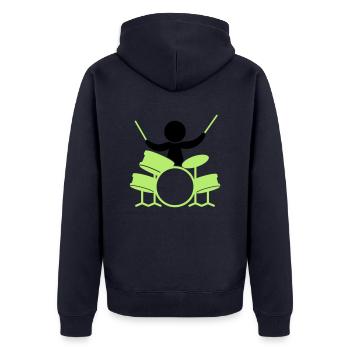 Ein Schlagzeuger in einer Rock-Band - Unisex Premium Bio Zip Hoodie - Navy - Hinten - Nico (187cm)