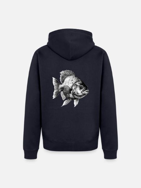 Der Piranha mit Bleistift - Unisex Premium Bio Zip Hoodie - Navy