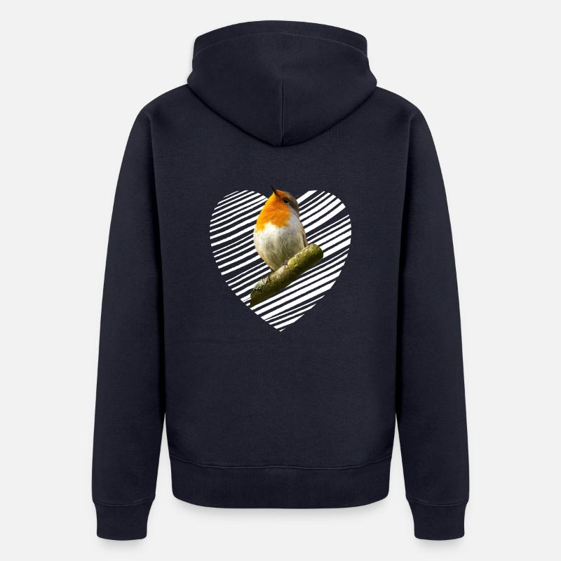 Rotkehlchen Singvogel - Unisex Premium Bio Zip Hoodie - Navy