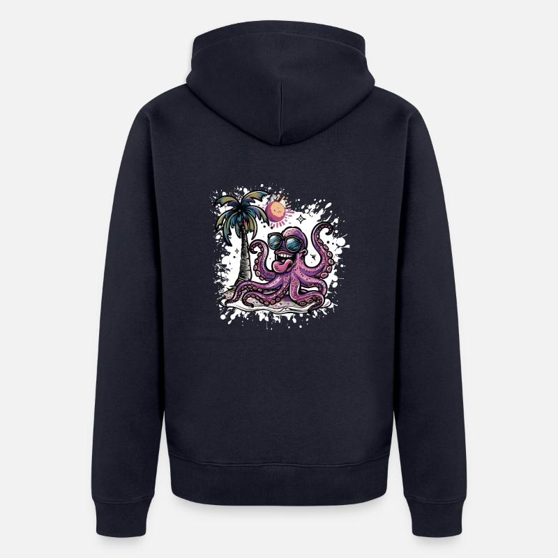 Octopus Vacances d’été - Veste à capuche bio Premium Unisexe - bleu marine