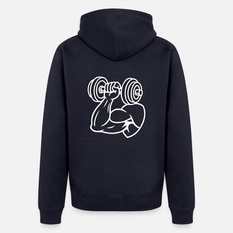 Haltères Muscles Biceps - Veste à capuche bio Premium Unisexe - bleu marine