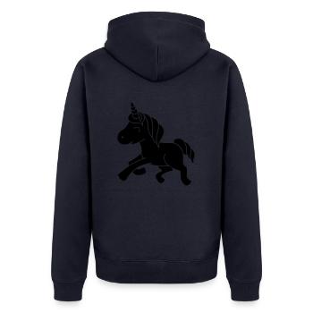 Glückliches Baby Einhorn - Happy Baby Unicorn - Veste à capuche bio Premium Unisexe - bleu marine - Dos - Nico (187cm)