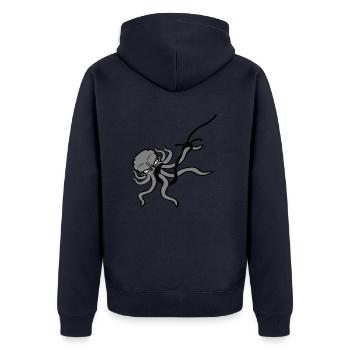 Oktopus Angelhaken Angler Am Haken Kampf Gefangen - Unisex Premium Bio Zip Hoodie - Navy - Hinten - Nico (187cm)