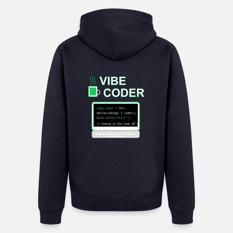 Vibe Coder - Unisex Premium Bio Zip Hoodie - Navy