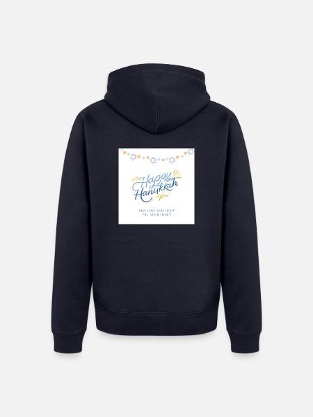 Happy Hanukkah - Unisex Premium Bio Zip Hoodie - Navy