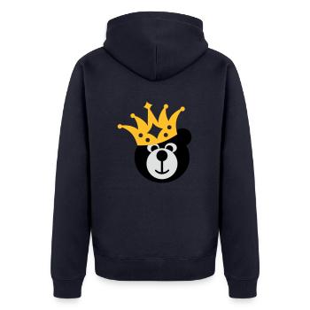 BEAR with KRONE - Unisex Premium Organic Zip Hoodie - navy - Back - Nico (187cm)
