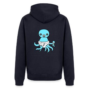 Octopus Bébé Hochet Couche Sucette Enfant Né - Veste à capuche bio Premium Unisexe - bleu marine - Dos - Nico (187cm)