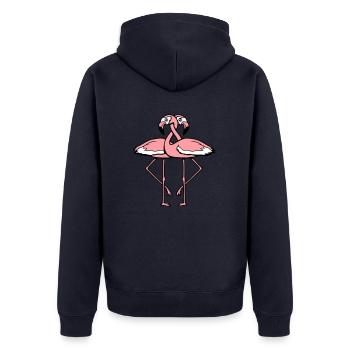Flamingo couple in love two friends team love - Unisex Premium Organic Zip Hoodie - navy - Back - Nico (187cm)