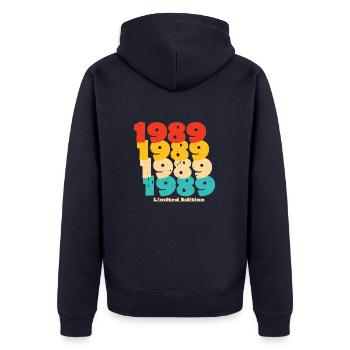 1989: Limited Edition - 35th Anniversary - Unisex Premium Organic Zip Hoodie - navy - Back - Nico (187cm)