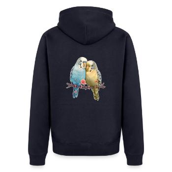 Budgies - Unisex Premium Organic Zip Hoodie - navy - Back - Nico (187cm)