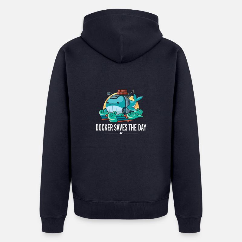 Docker rettet den Tag - Unisex Premium Bio Zip Hoodie - Navy