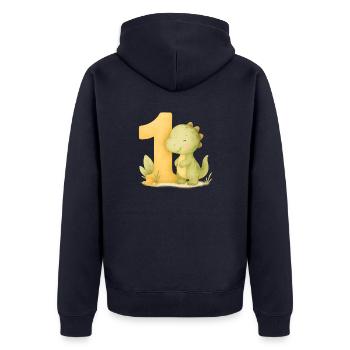 dino birthday / Geburtstag - Unisex Premium Bio Zip Hoodie - Navy - Hinten - Nico (187cm)