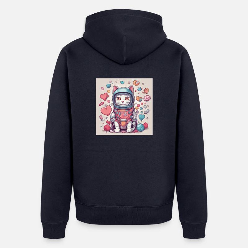 Chat dans l’espace Vol.5 - Veste à capuche bio Premium Unisexe - bleu marine