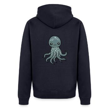 Pieuvre, Pieuvre, Pieuvre, Calmar, Céphalopode, Mignon, Mignon - Veste à capuche bio Premium Unisexe - bleu marine - Dos - Nico (187cm)