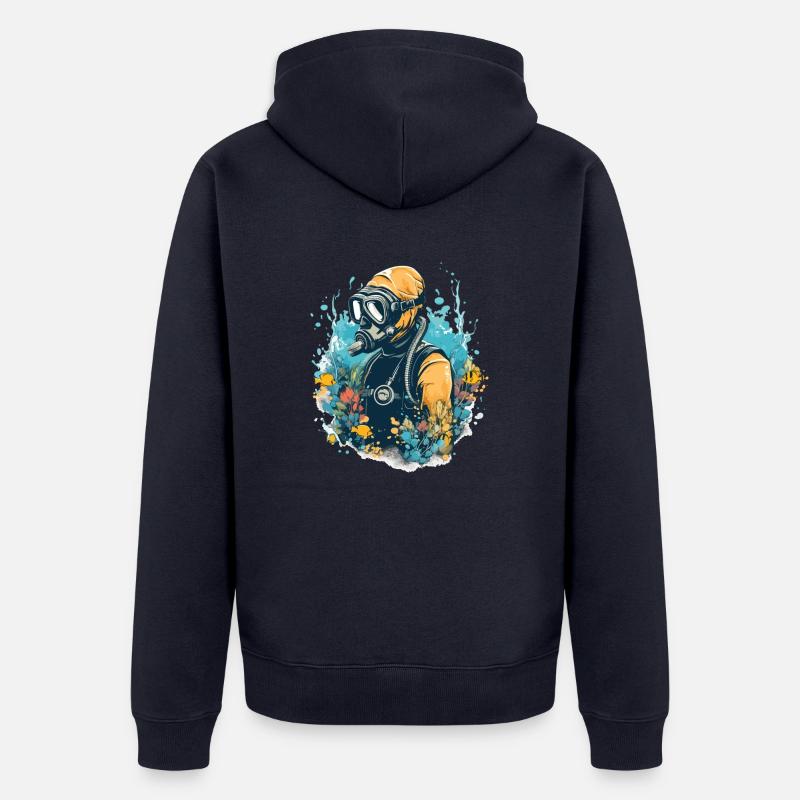 Thierry le plongeur - Veste à capuche bio Premium Unisexe - bleu marine