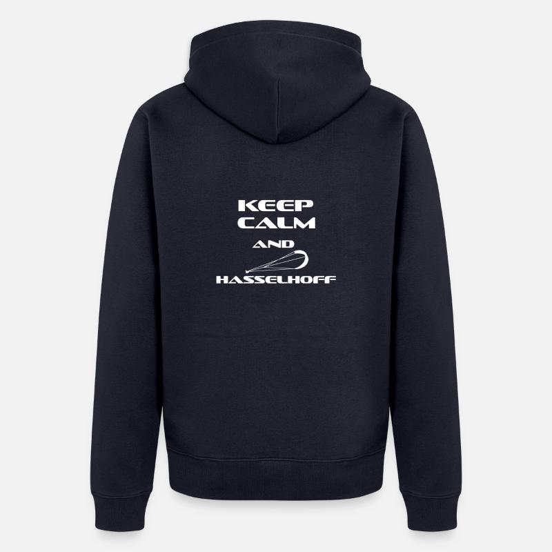 KITESURFING KEEP CALM AND HASSELHOFF - Unisex Premium Bio Zip Hoodie - Navy