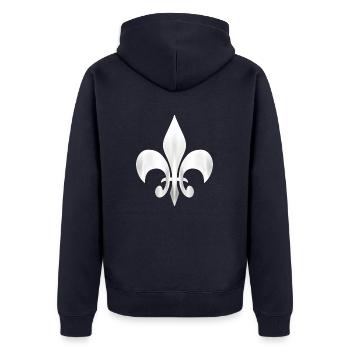 Lilie 3 - Unisex Premium Bio Zip Hoodie - Navy - Hinten - Nico (187cm)