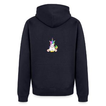 Süßes Aber Saures Einhorn Lustig - Unisex Premium Bio Zip Hoodie - Navy - Hinten - Nico (187cm)