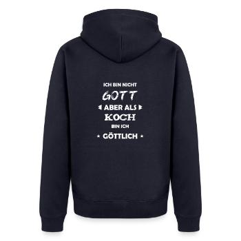 Koch Geschenk Spruch - Unisex Premium Bio Zip Hoodie - Navy - Hinten - Nico (187cm)