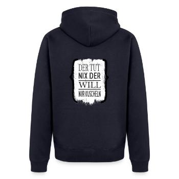 perserkatze seekatze geschenk spruch streunerkatze - Unisex Premium Bio Zip Hoodie - Navy - Hinten - Nico (187cm)