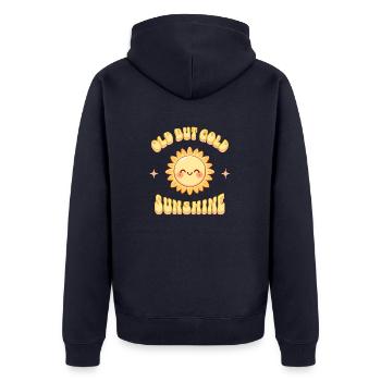 Old but Gold Sunshine Sonnenschein - Unisex Premium Bio Zip Hoodie - Navy - Hinten - Nico (187cm)