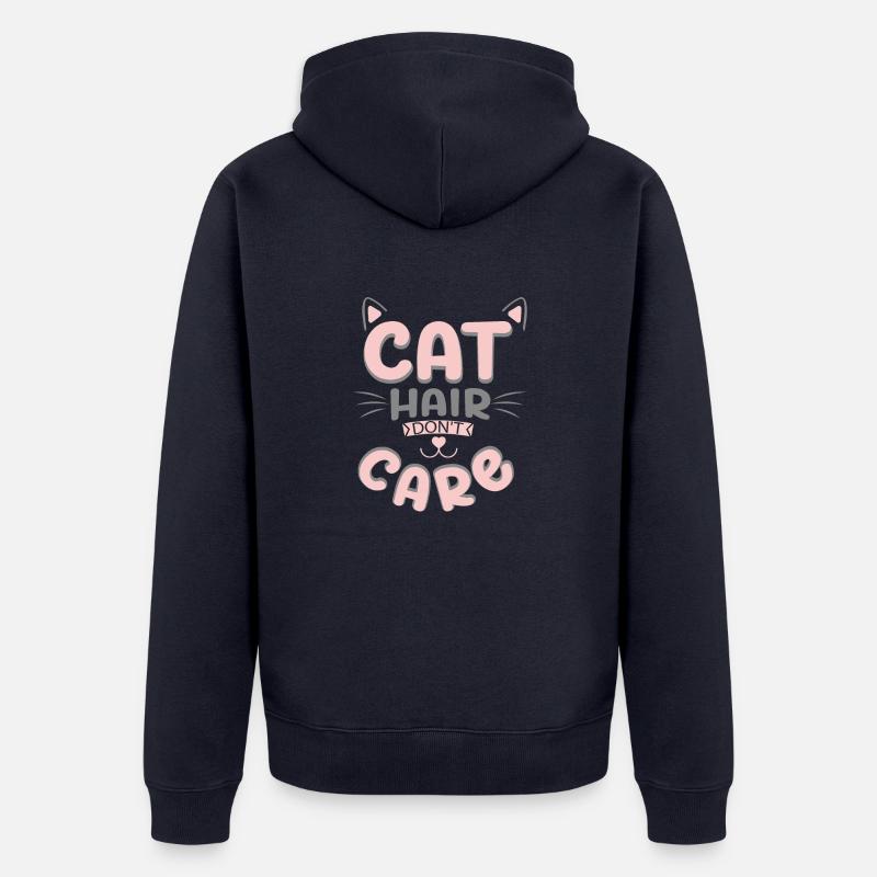Poils de chat Ne s’en soucient pas - Chat - Cadeau - Veste à capuche bio Premium Unisexe - bleu marine