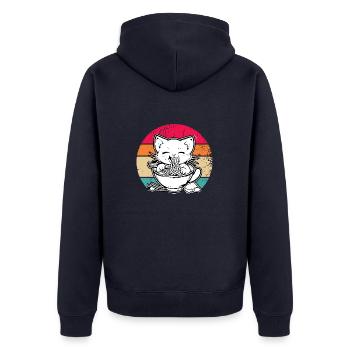 Anime Ramen Nourriture Drôle Cadeau Design - Veste à capuche bio Premium Unisexe - bleu marine - Dos - Nico (187cm)