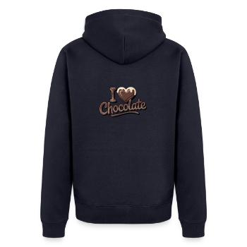 Chocolate Passion I Love Chocolate - Unisex Premium Bio Zip Hoodie - Navy - Hinten - Nico (187cm)