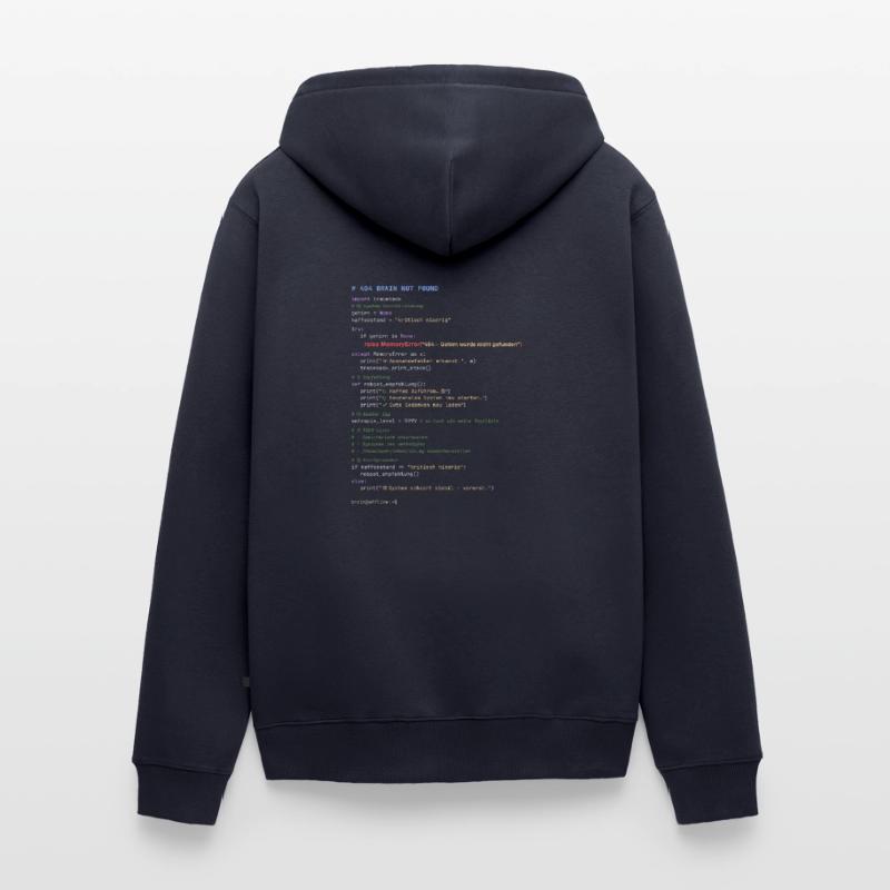 404 Cerveau introuvable Code Python Veste à capuche bio Premium Unisexe
