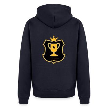 Pokal - Unisex Premium Bio Zip Hoodie - Navy - Hinten - Nico (187cm)
