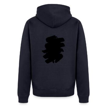 Vibe with me - Unisex Premium Bio Zip Hoodie - Navy - Hinten - Nico (187cm)