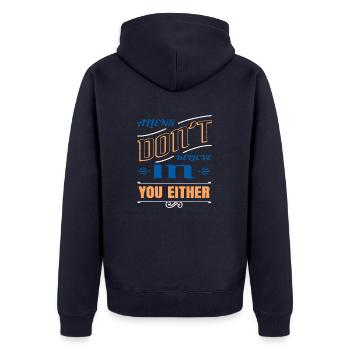alien abduction ancient egyptian funny jokes - Unisex Premium Bio Zip Hoodie - Navy - Hinten - Nico (187cm)