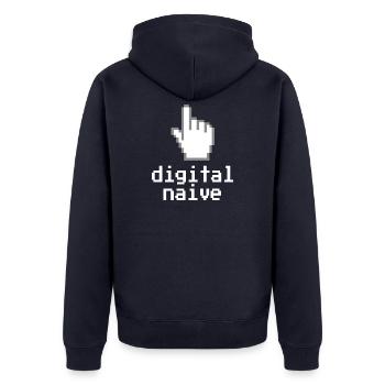 Digital naive - Unisex Premium Bio Zip Hoodie - Navy - Hinten - Nico (187cm)