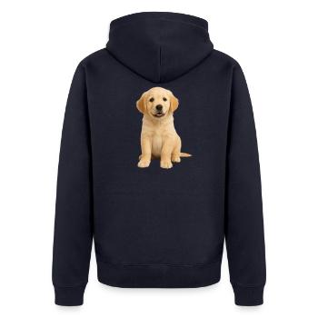 Golden Retriever puppy - Unisex Premium Organic Zip Hoodie - navy - Back - Nico (187cm)