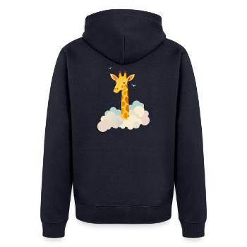 Gentle giraffe above the clouds – Dreamlike motif - Unisex Premium Organic Zip Hoodie - navy - Back - Nico (187cm)