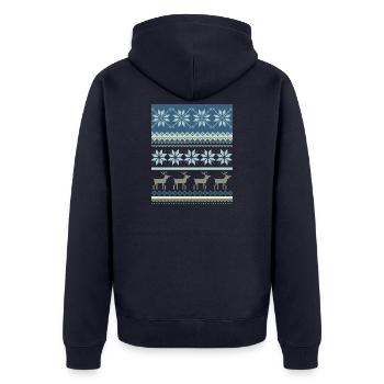 Funkelnde Winterszene - Unisex Premium Bio Zip Hoodie - Navy - Hinten - Nico (187cm)