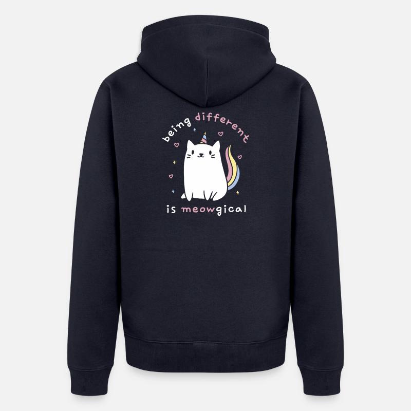 Anders zu sein ist meowgisch - Unisex Premium Bio Zip Hoodie - Navy