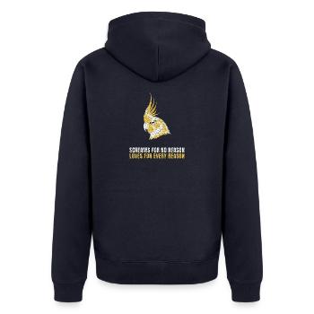 Nymphensittich Sittich Fan Nymphensittich Halter V - Unisex Premium Bio Zip Hoodie - Navy - Hinten - Nico (187cm)