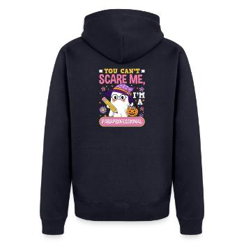 Para Normal Activities Sped-lehrer - Unisex Premium Bio Zip Hoodie - Navy - Hinten - Nico (187cm)