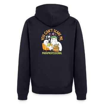 Para Normal Activities Sped-lehrer - Unisex Premium Bio Zip Hoodie - Navy - Hinten - Nico (187cm)