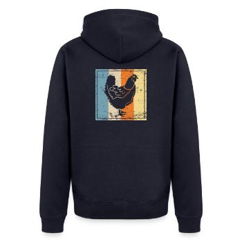 Huhn - Unisex Premium Bio Zip Hoodie - Navy - Hinten - Nico (187cm)