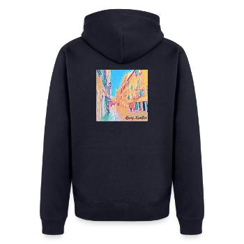Urlaubsfieber - Kroatien - Unisex Premium Bio Zip Hoodie - Navy - Hinten - Nico (187cm)