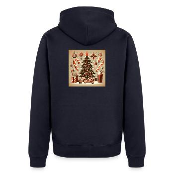 Weihnachts Design 1 - Unisex Premium Bio Zip Hoodie - Navy - Hinten - Nico (187cm)