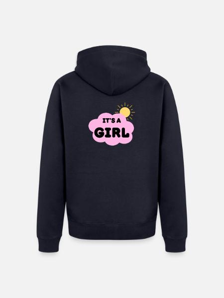 Es Ist Ein Mädchen, Baby Schwangerschaft Offenbarung Rosa Wolke - Unisex Premium Bio Zip Hoodie - Navy