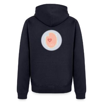 Der goldene Kokon - Unisex Premium Bio Zip Hoodie - Navy - Hinten - Nico (187cm)