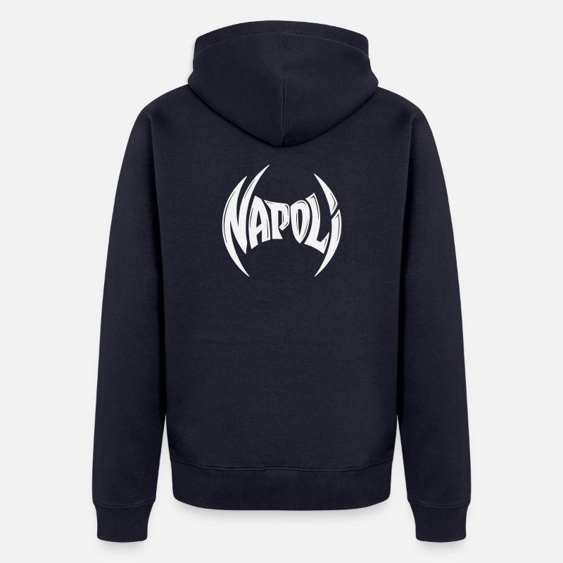 Napoli Crest Typography - Unisex Premium Organic Zip Hoodie - navy